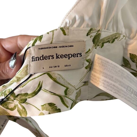 Finders Keepers Carlotta Sage Green Floral Halter Wrap Crop Top L NWT - Picture 5 of 7